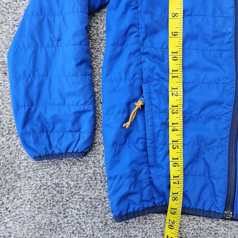 LL Bean Discovery Trail Jacket Synthetic Down Coat Blue Black Zip Up Youth L